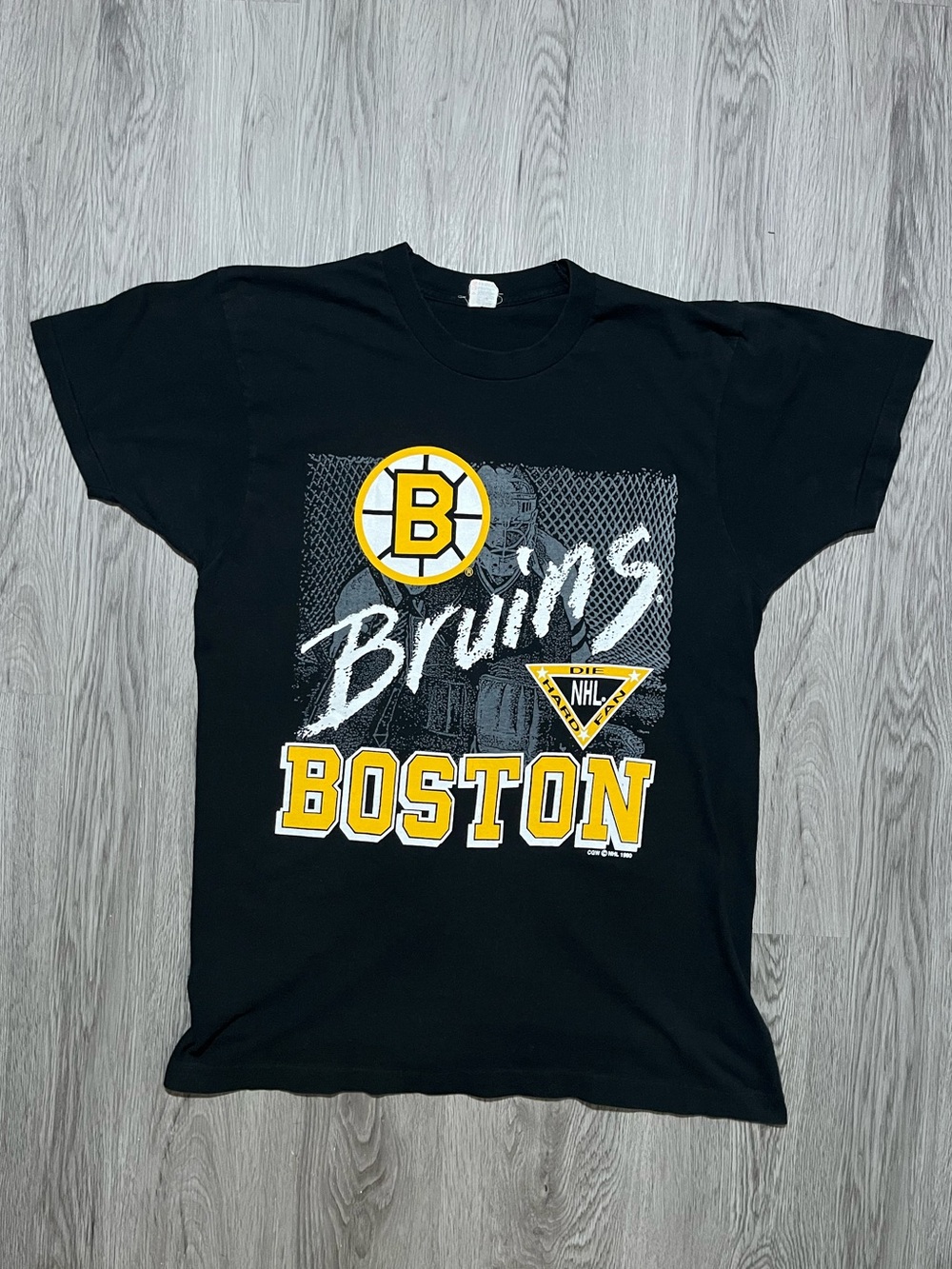 90s Boston Bruins vintage NHL hockey graphic single stitch T-shirt 1990 XL